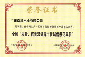 全國質(zhì)量信譽模范單位